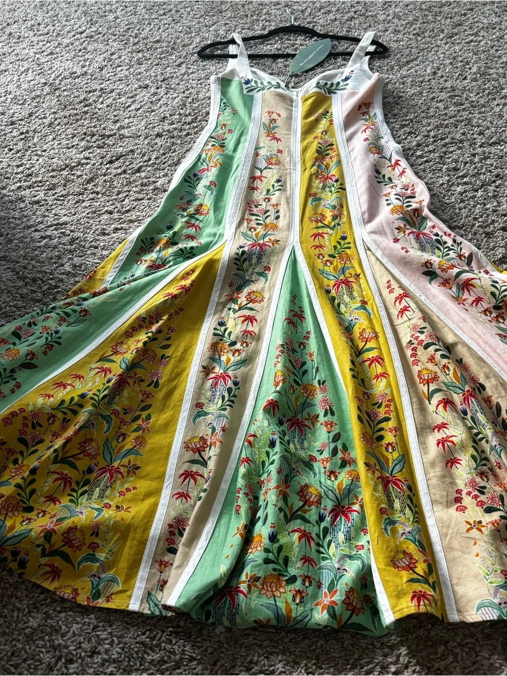 FARM Rio Yellow, Green and Cream Floral Panel Maxi Dress linen M - Picture 16 of 16